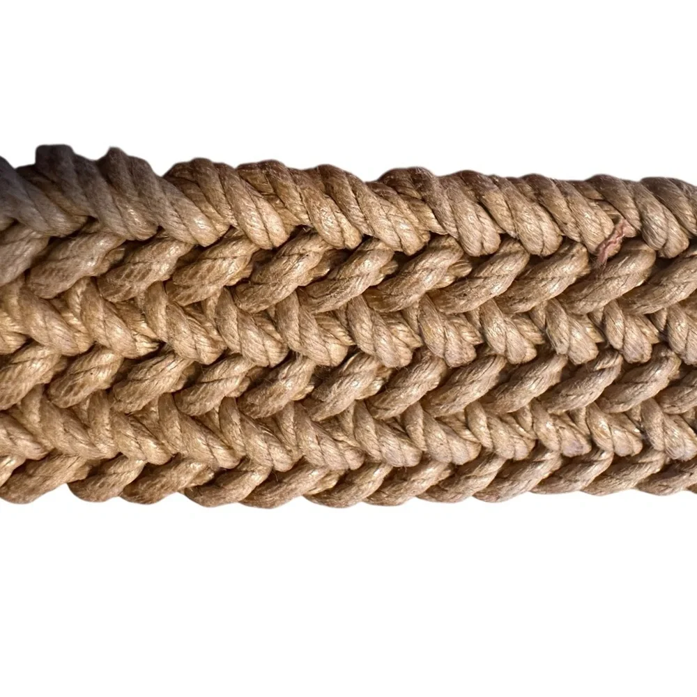 Tommy Bahama Woven Belt Tan Rope Braided Leather Trim Size 36 Made Spain 1.4”